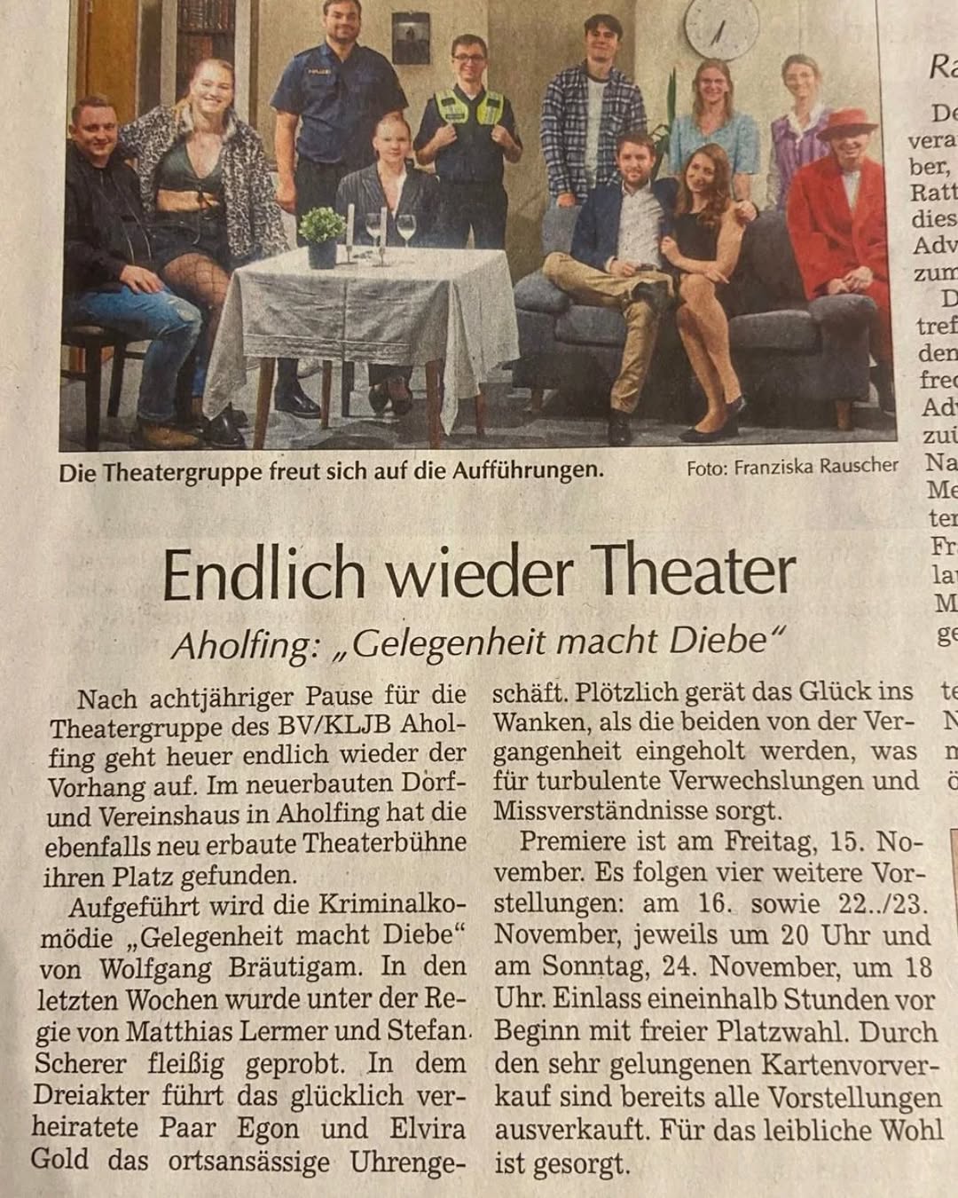Theater 2024 Zeitungartikel